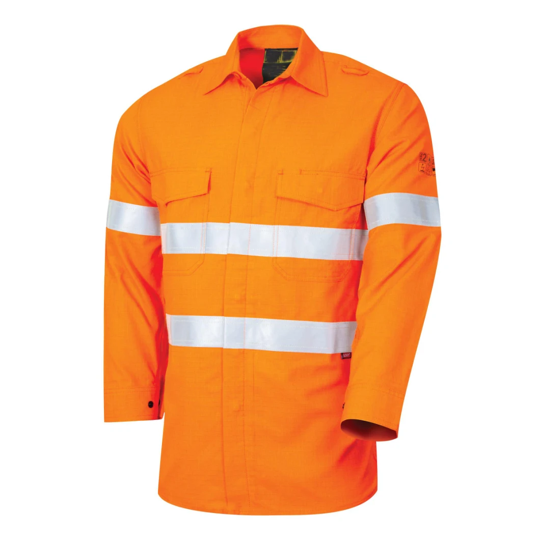 Customized Cotton Workwear Arc-Flash Protection Anti-Acid Meltproof Uniform Waterproof Oil Resistance Antistatic Permanent Fr Hi Vis Safety Jacket