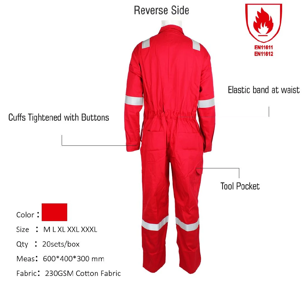 Stock Available Cotton Working Boilersuit Reflective Tape Workwear Men Overalls Fr Flame Resistance Frc Clothing Fire Retardant Coverall for Men